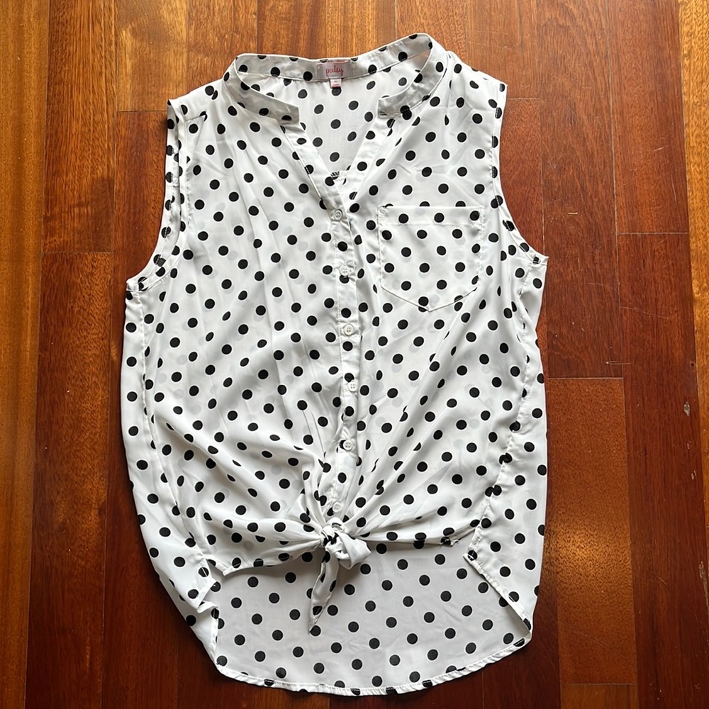 Front Tie Buttoned Down Blouse